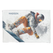 Aangepaste naam Snowboarder Illustratie Kussensloop (Voorkant-Links)
