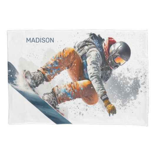 Aangepaste naam Snowboarder Illustratie Kussensloop (Voorkant-Links)