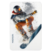 Aangepaste naam Snowboarder Illustratie Magneet (Verticaal)