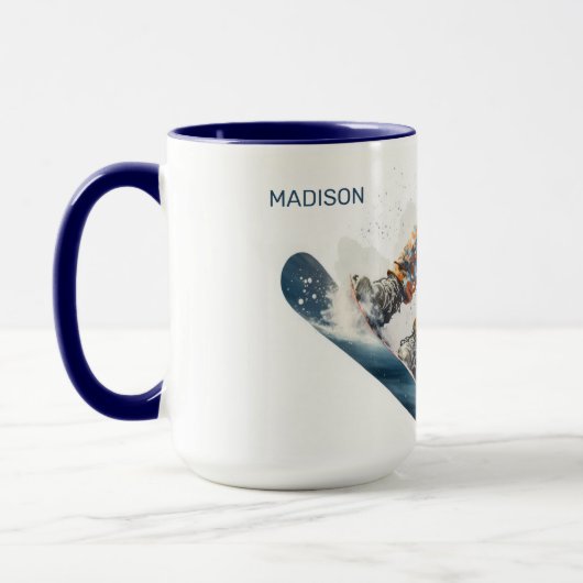 Aangepaste naam Snowboarder Illustratie Mok (Links)