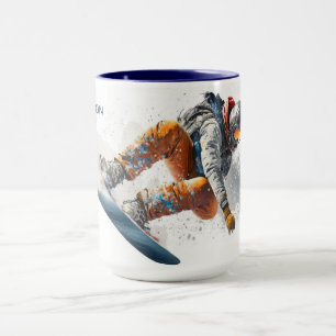 Aangepaste naam Snowboarder Illustratie Mok