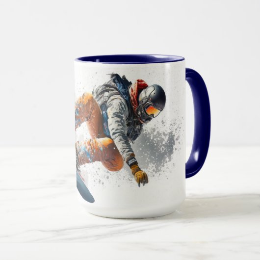 Aangepaste naam Snowboarder Illustratie Mok (Voorkant rechts)