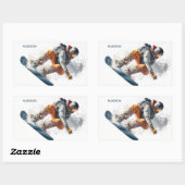 Aangepaste naam Snowboarder Illustratie Rechthoekige Sticker (Vel)