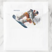 Aangepaste naam Snowboarder Illustratie Rechthoekige Sticker (Tas)