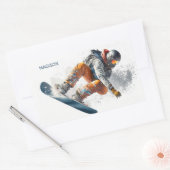 Aangepaste naam Snowboarder Illustratie Rechthoekige Sticker (Envelop)