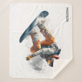 Aangepaste naam Snowboarder Illustratie Sherpa Deken (Voorkant)