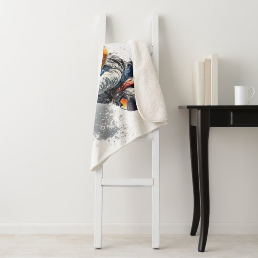 Aangepaste naam Snowboarder Illustratie Sherpa Deken (In situ)