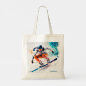 Aangepaste naam Snowboarder Illustratie Tote Bag (Achterkant)