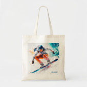 Aangepaste naam Snowboarder Illustratie Tote Bag (Voorkant)