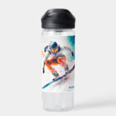 Aangepaste naam Snowboarder Illustratie Waterfles (Achterkant)