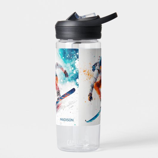 Aangepaste naam Snowboarder Illustratie Waterfles (Links)