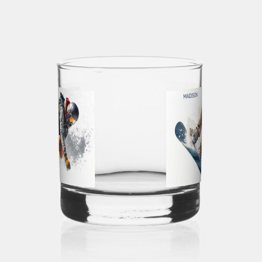 Aangepaste naam Snowboarder Illustratie Whisky Glas (Links)