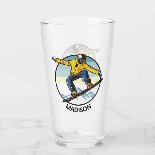 Aangepaste naam SNOWBOARDER Pint Glass Glas (Achterkant)