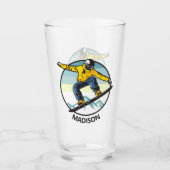 Aangepaste naam SNOWBOARDER Pint Glass Glas (Voorkant)