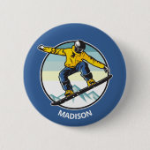 Aangepaste naam SNOWBOARDER Ronde Button 5,7 Cm (Voorkant)