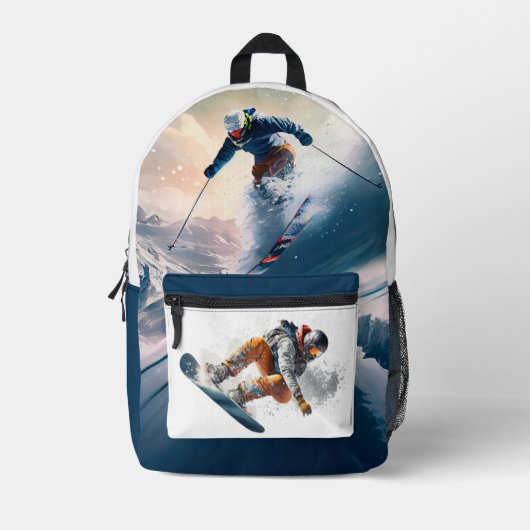 Aangepaste naam Snowboarding Bedrukte Rugzak (Voorkant)