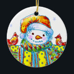 Aangepaste naam Snowman Birdman Keramisch Ornament<br><div class="desc">Birdman Snowman aangepaste naam ornament, t-shirts en geschenken door ArtMuvz Illustration. Sneeuwman T-shirt voor mama, papa, oma, opa, kinder. Funny Snowmen shirt en kleding voor Kerstmis, Verjaardag. . Om personaliza jouw namen toe te voegen of tekst toe te voegen. Pas dit Snowman-ornament aan om het uniek van u te maken...</div>