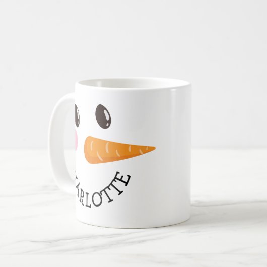 Aangepaste naam Snowman Face Holiday Hot Chocolade Koffiemok (Voorkant links)