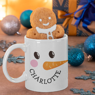 Aangepaste naam Snowman Face Holiday Hot Chocolade Koffiemok