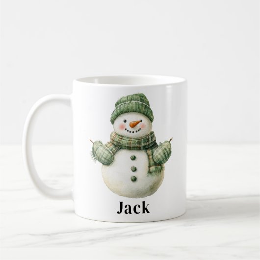 Aangepaste naam Snowman Green Pet Koffiemok (Links)