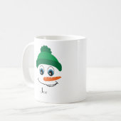 Aangepaste Naam Snowman Green Pet Koffiemok (Voorkant links)