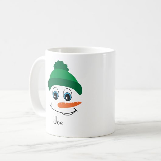Aangepaste Naam Snowman Green Pet Koffiemok (Voorkant links)