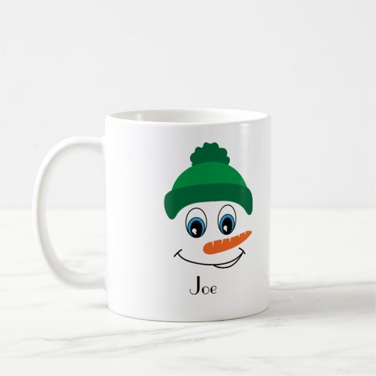 Aangepaste Naam Snowman Green Pet Koffiemok (Links)
