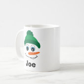 Aangepaste Naam Snowman Green Pet Koffiemok (Voorkant links)