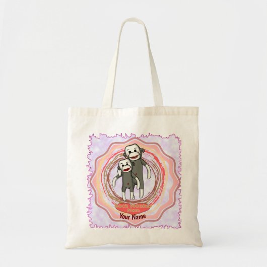 Aangepaste naam Sock Monkey mama Tote Bag (Voorkant)