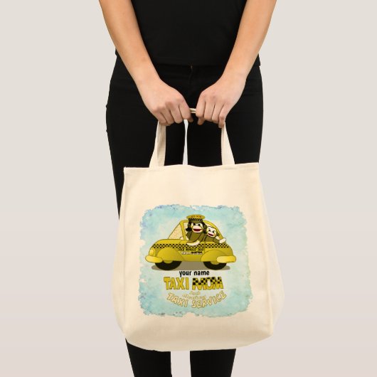 aangepaste naam Sock Monkey Taxi mam Tote Bag (Voorkant (product))