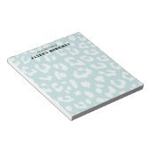 Aangepaste naam Soft Aqua Blue Leopard Print Notitieblok (Schuin)