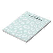 Aangepaste naam Soft Aqua Blue Leopard Print Notitieblok (Linkerzijde)