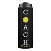 Aangepaste naam Softball Coach Black Thermosbeker (Voorkant)