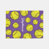 Aangepaste naam Softball Paars Fleece Deken (Voorkant (Horizontaal))