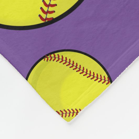 Aangepaste naam Softball Paars Fleece Deken (Hoek)
