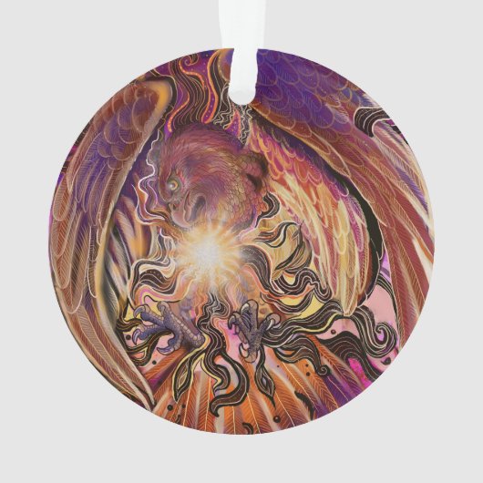 Aangepaste naam Solar Burst Hawk Ornament (achterkant)