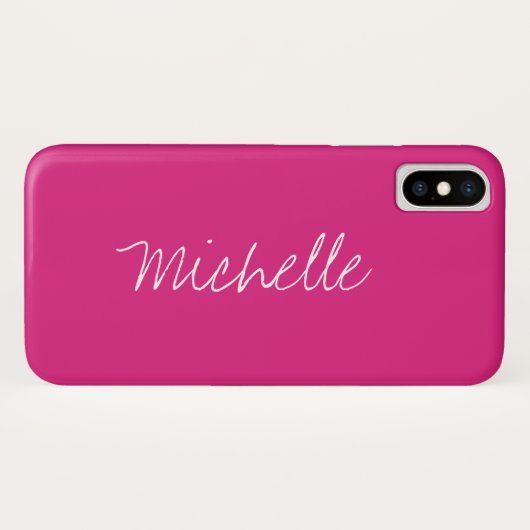 Aangepaste naam Solid Magenta Roze Case-Mate iPhone Case (Achterkant (horizontaal))