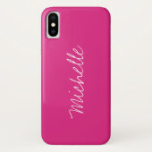 Aangepaste naam Solid Magenta Roze Case-Mate iPhone Case (Achterkant)