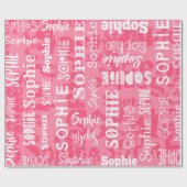 Aangepaste naam Sophie Pink Girl Cadeaupapier (Vlak)