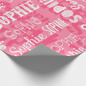 Aangepaste naam Sophie Pink Girl Cadeaupapier (Hoek)
