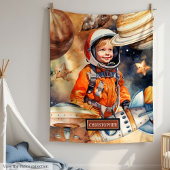 Aangepaste naam Space Blanket Astronaut Planets Bo Fleece Deken