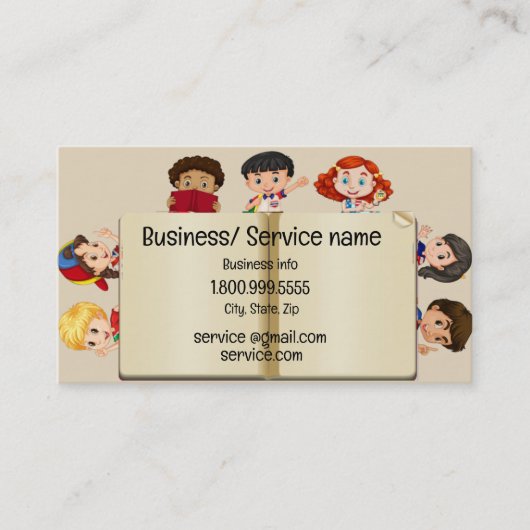 Aangepaste naam Speech Therapie Kinder Cartoon Bus Visitekaartje (Voorkant)