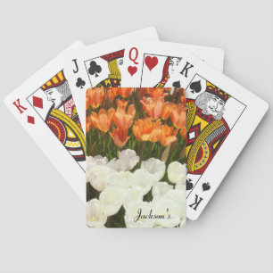 Aangepaste naam speelkaarten lente tulp bloemen