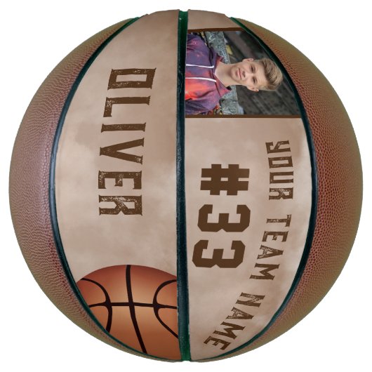 Aangepaste naam speler en nummer teamnaam foto basketbal (Verticaal)