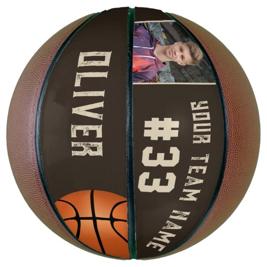 Aangepaste naam speler en nummer teamnaam foto basketbal (Verticaal)