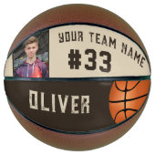 Aangepaste naam speler en nummer teamnaam foto basketbal (Voorkant)