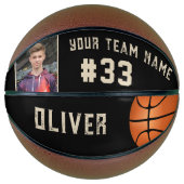 Aangepaste naam speler en nummer teamnaam foto basketbal (Voorkant)