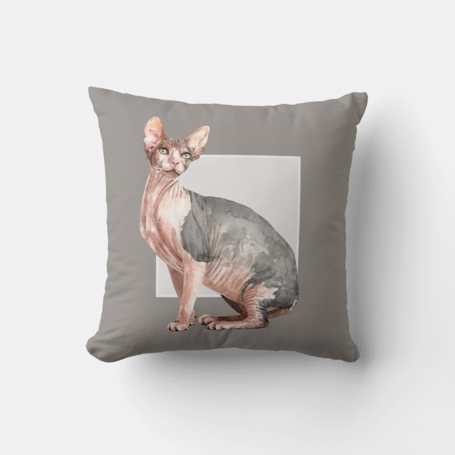 Aangepaste naam Sphynx kattehaarloos kattenpatroon Kussen (Voorkant)