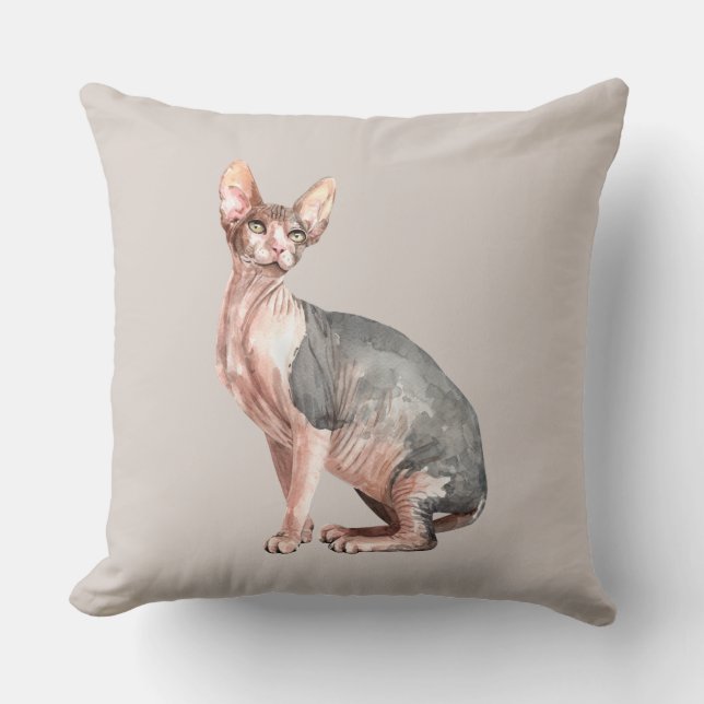 Aangepaste naam Sphynx kattehaarloos kattenpatroon Kussen (Voorkant)