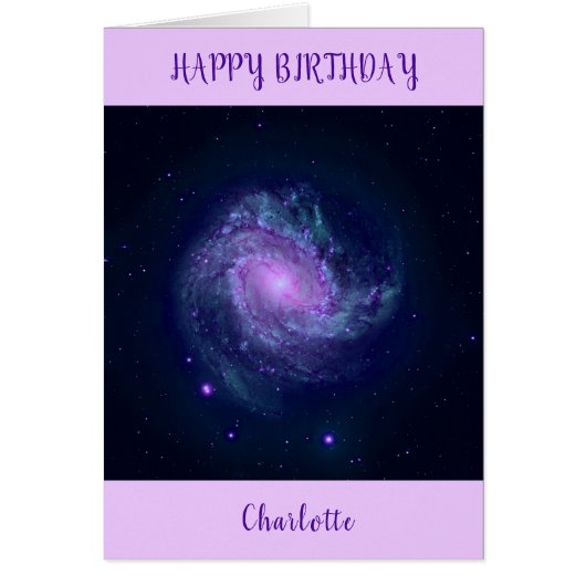 Aangepaste naam spiraal galaxy verjaardagskaart (Voorkant)